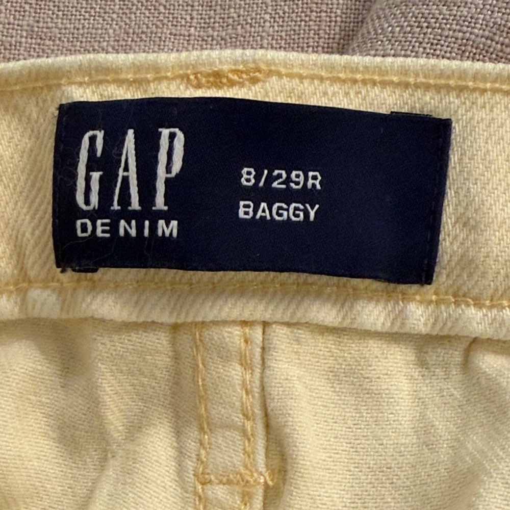 GAP Yellow Mid Rise SuperSoft Baggy Utility Jeans/NWT/Size: 8/29 - Picture 13 of 16